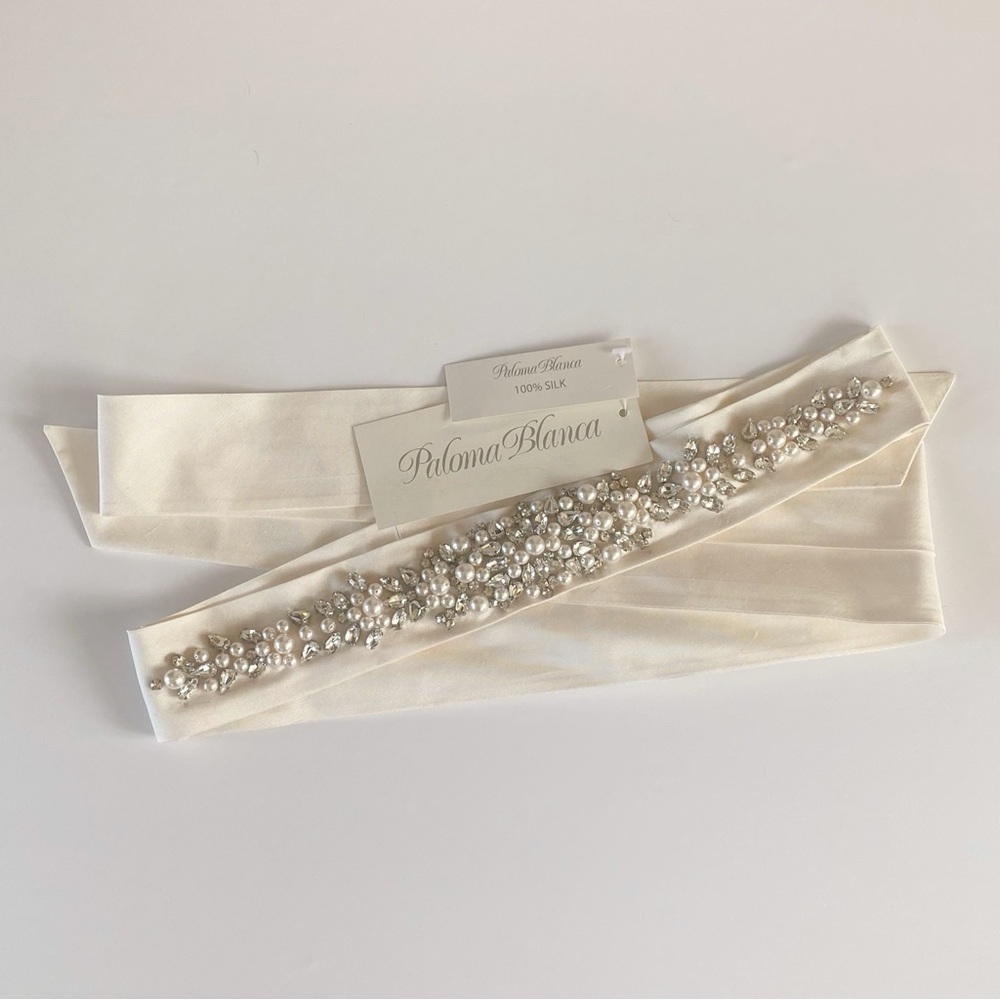 PALOMA BLANCA wedding gown belt silk